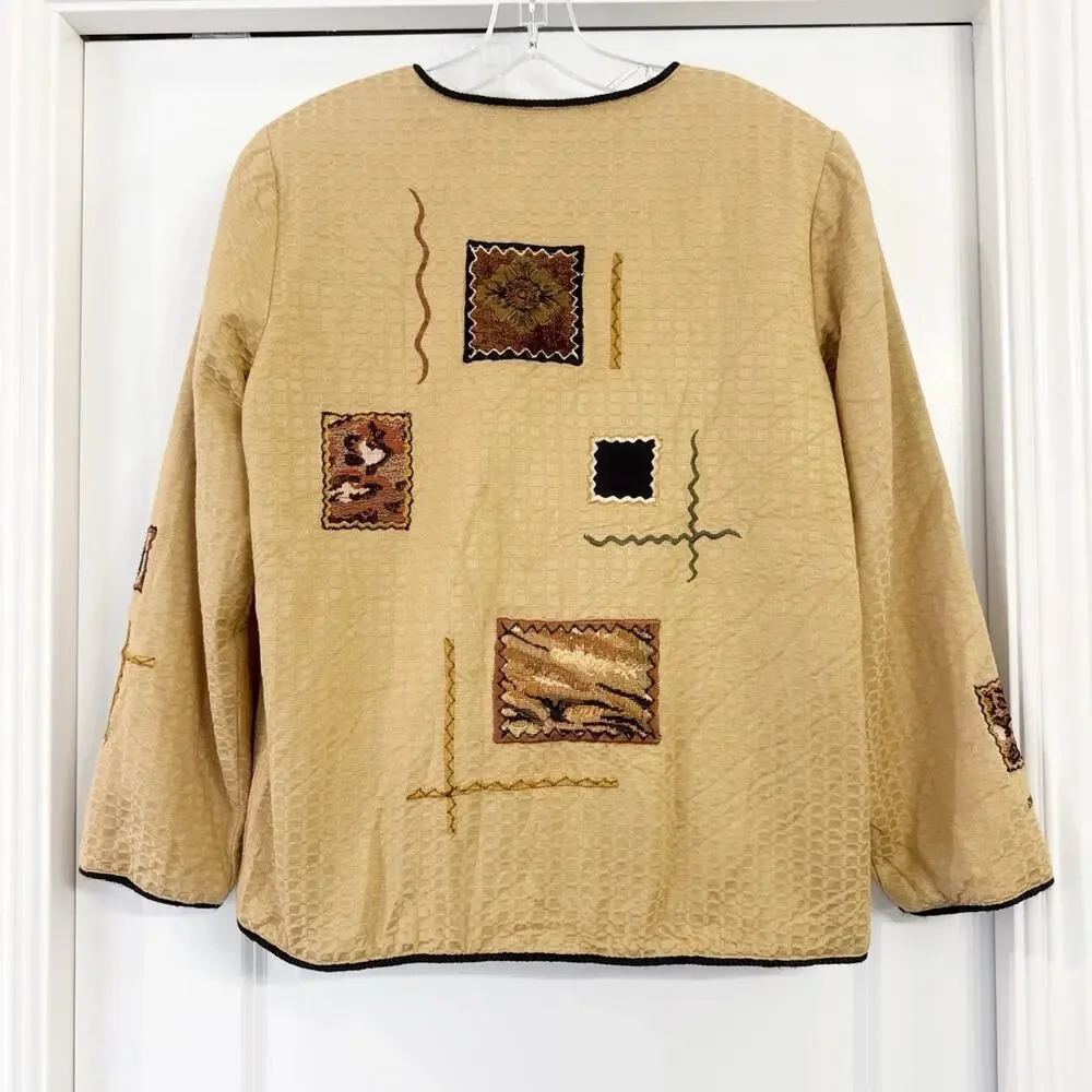 Vintage Julia Kim Artsy Blazer Embroidered Jacket Patchwork Tapestry Size Small - Picture 3 of 8